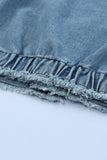 Elastic Hemline Acid Wash Denim Jacket