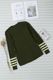 Striped Sleeve Plain Knit Sweater