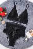 Strappy Lace Bralette High Waist Lace Up Panty Set