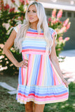 Striped Ruffle Flared Babydoll Dress