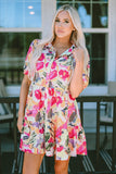 Floral Print Short Sleeve Shirt Dress