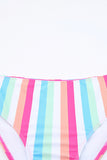 Halter Striped Backless Self-Tie Bikini Swimsuit