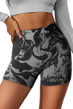 Abstract Print Ribbed High Waist Active Bottoms