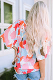 Floral Print V Neck Half Sleeve Blouse