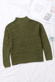 Zipped Turtleneck Drop Shoulder Knit Sweater