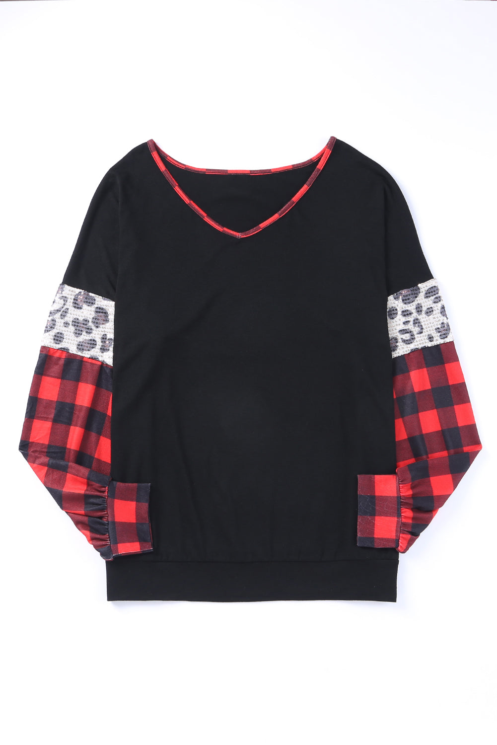 Christmas Tree Plaid Leopard Sequin Plus Size Top