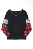 Christmas Tree Plaid Leopard Sequin Plus Size Top