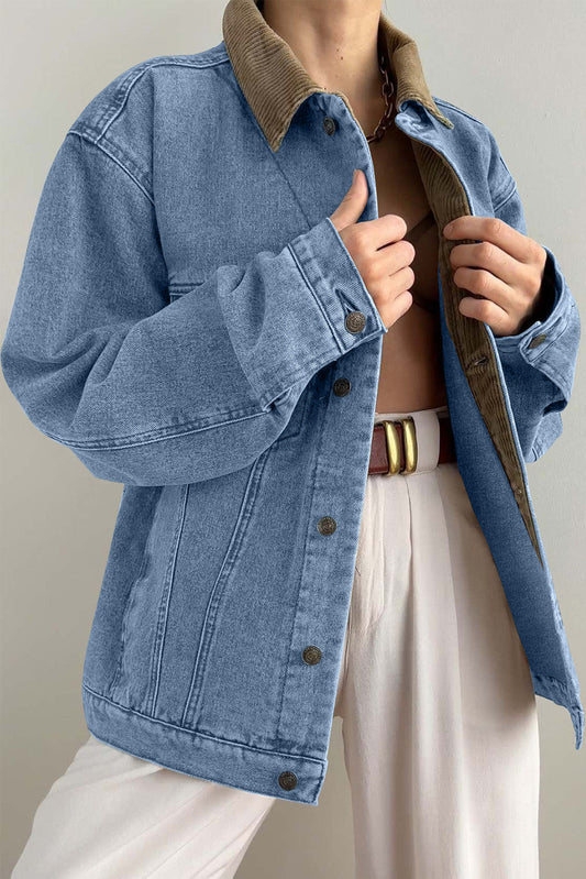 Vintage Corduroy Collar Denim Jacket